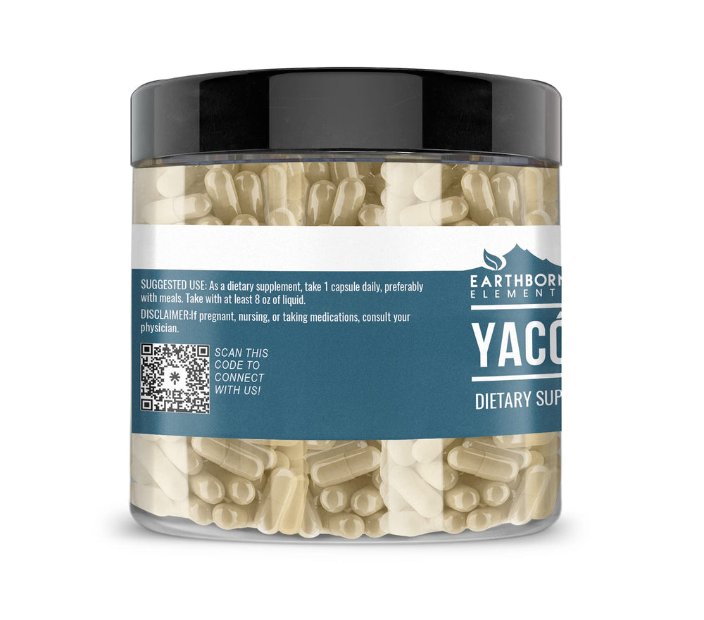 Close-up of Yacon Root supplement label and ingredients
