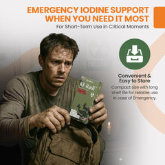 Emergency preparedness concept with EarthNutri KI-Radi iodine supplement