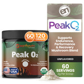 EarthNutri PeakO2 Mushroom Supplement bottle and label
