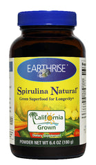 Earthrise Spirulina Powder 180g bottle — vibrant green supplement for daily nutrition potential.