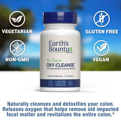 Oxy-Cleanse packaging label highlighting no harsh laxatives