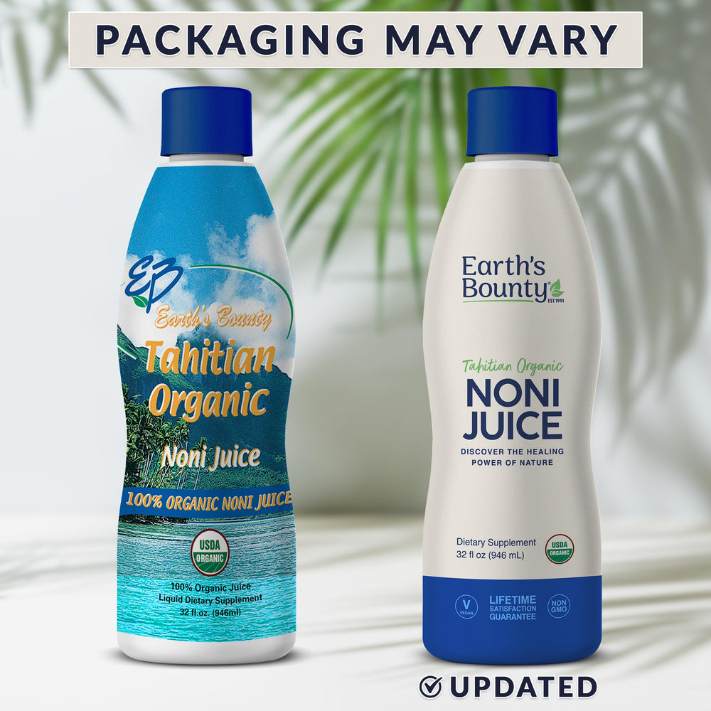 Pouring Earth's Bounty Noni Juice into a glass