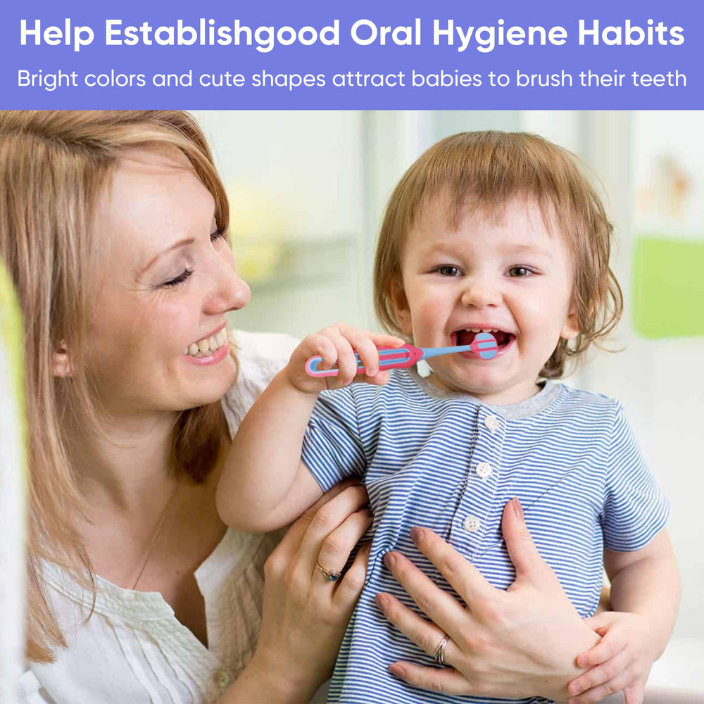 Suitable for ages 12 months and up; toddler training toothbrush