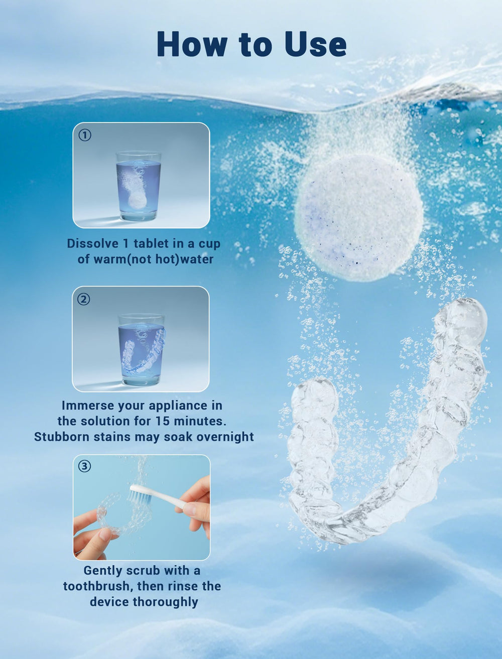 Easy at-home use denture cleaning tablets