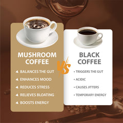 Instructional image showing how to brew instant mushroom coffee