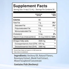 Spoon of omega-3 liquid dose: 1/2 tablespoon