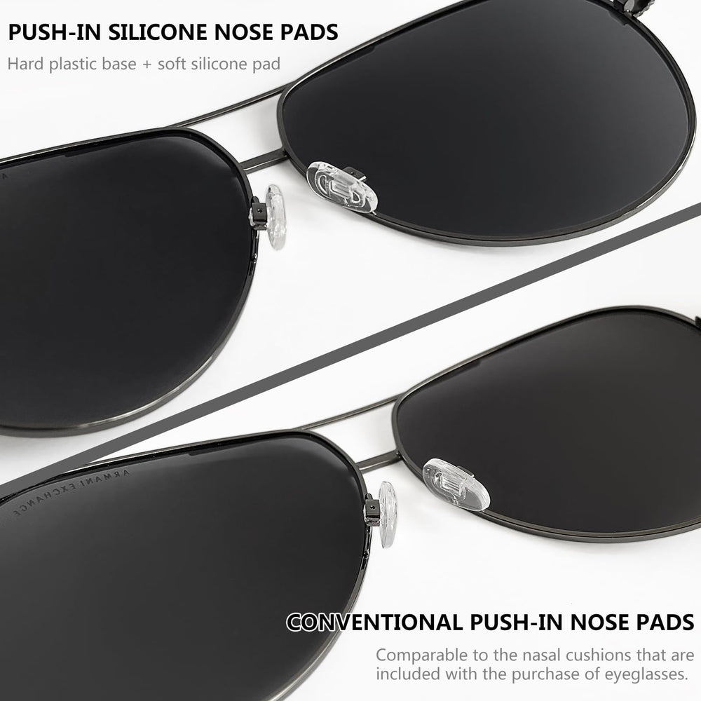Easy push-in installation for eyeglass nose pads