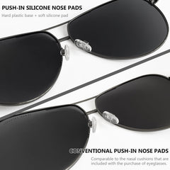 Easy push-in installation for eyeglass nose pads