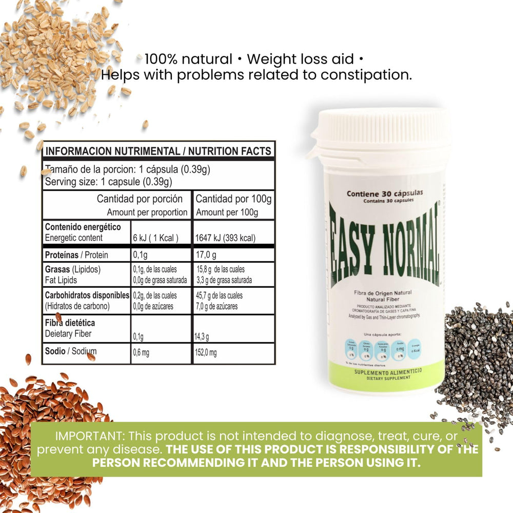 Packaging shot of Easy Normal Natural Fiber Capsules 30-count 2-pack