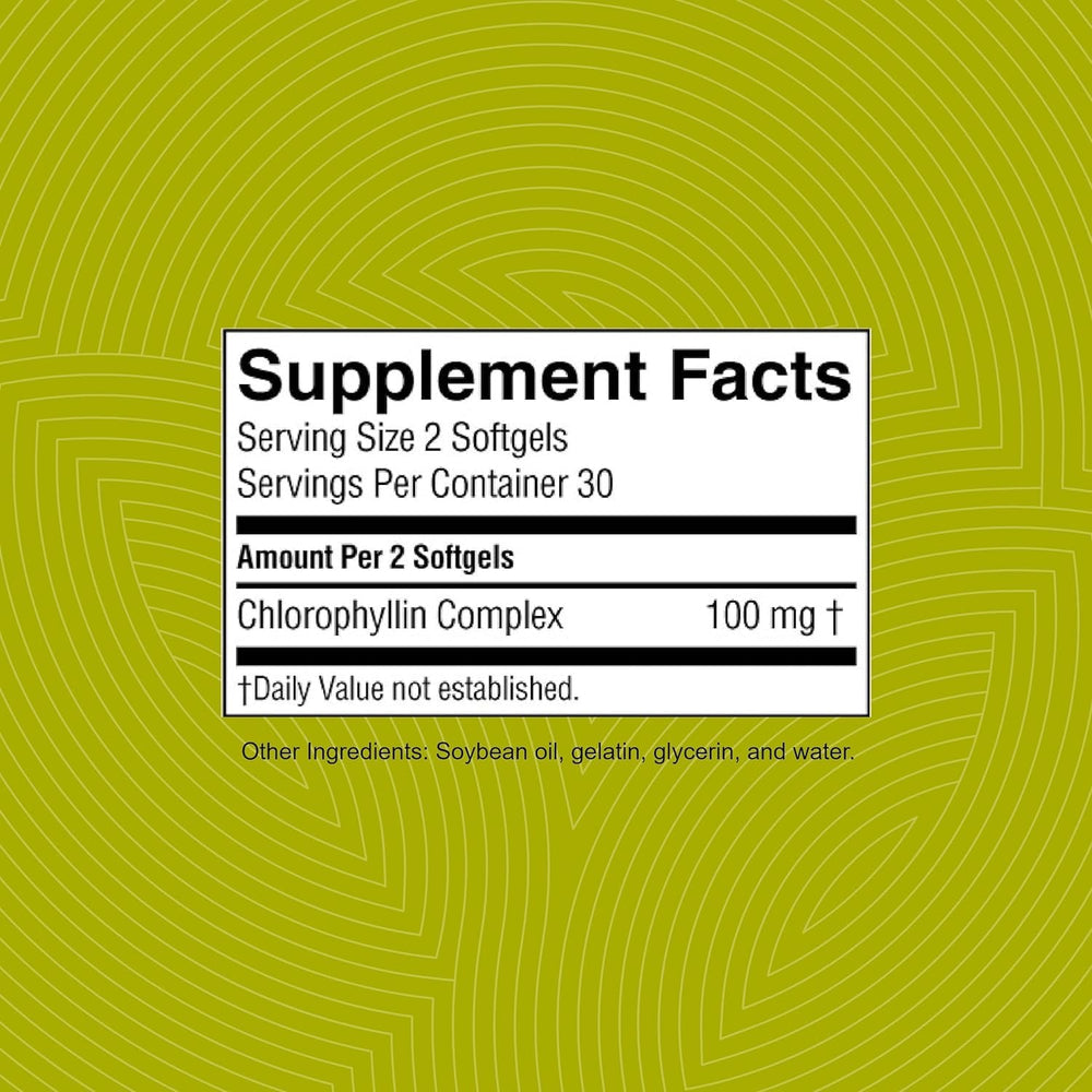 Easy-to-swallow chlorophyll capsules with a glass of water