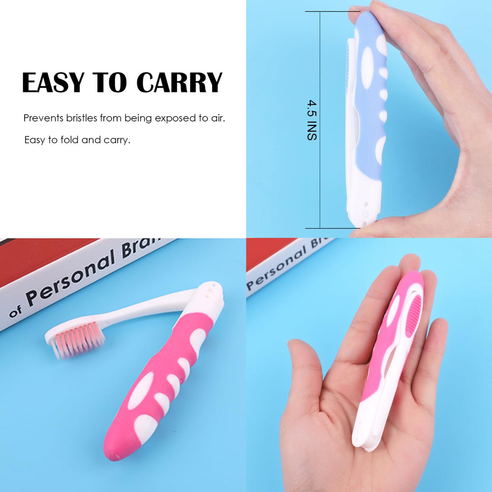 Open-length view of EasyHonor folding toothbrush with ergonomic handle