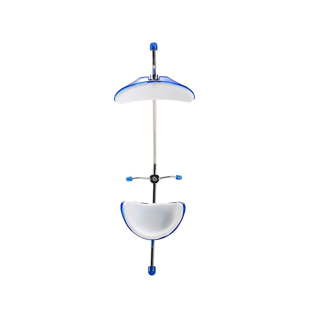 Blue adjustable facemask front view with elastics