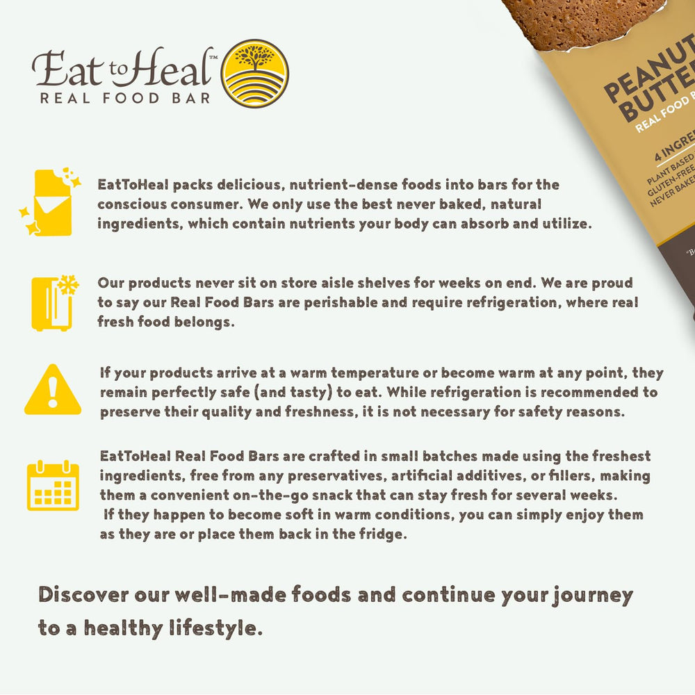 EatToHeal Bar texture close-up demonstrates chewy oats and peanut richness