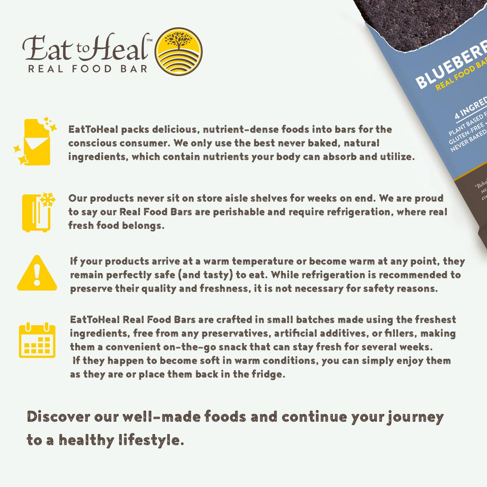 EatToHeal Blueberry Real Food Bar snack plate idea for quick energy between errands.