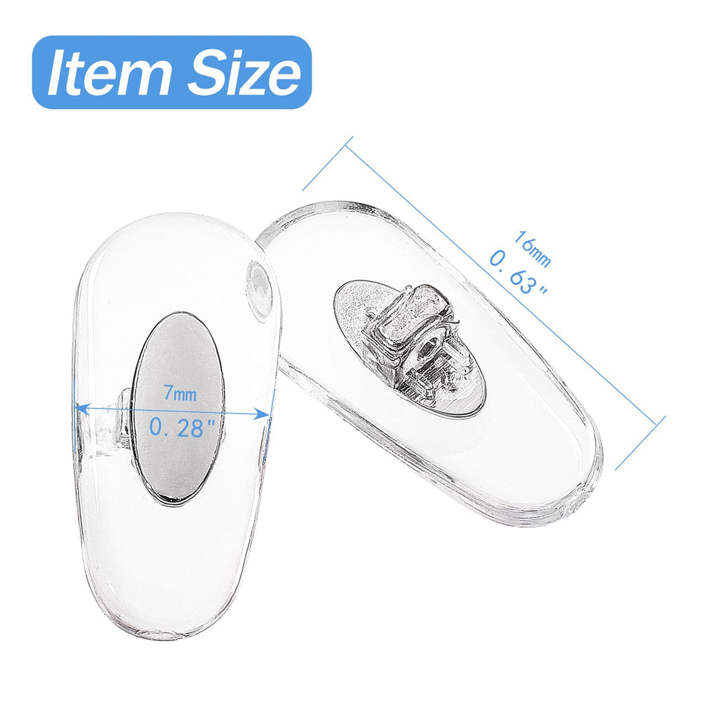 6 pairs of 16mm x 7mm silver PVC nose pads for replacement