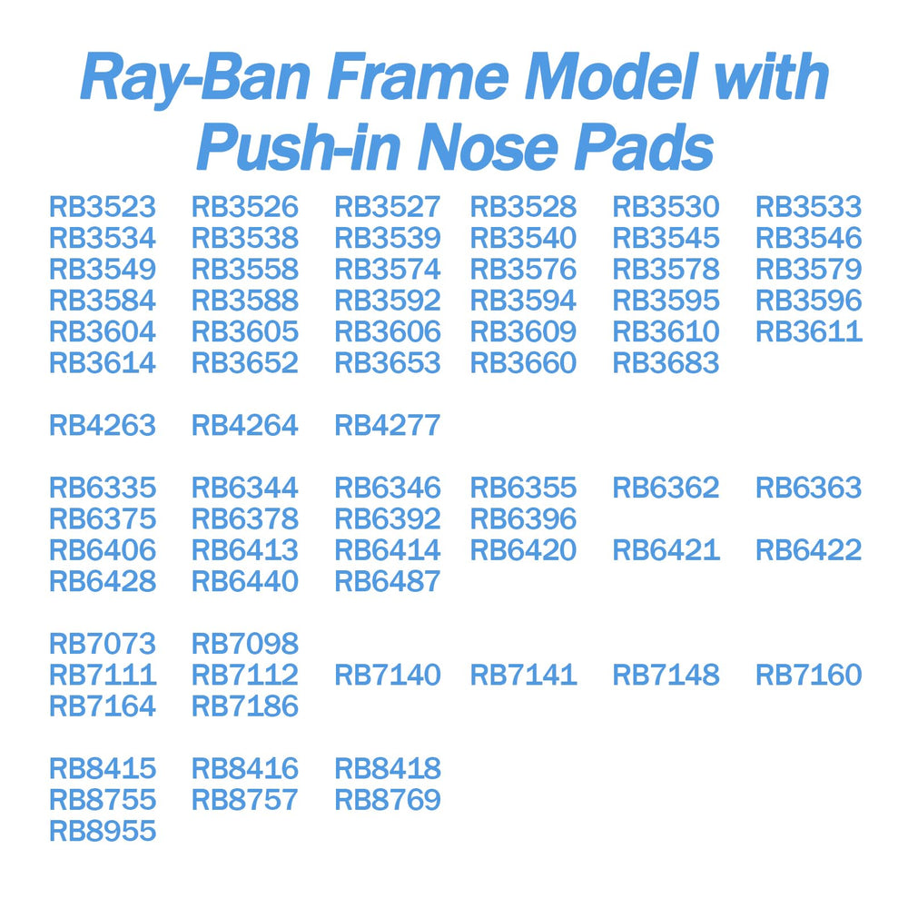 Compatible with Ray-Ban plug-in frames 16mm nose pads