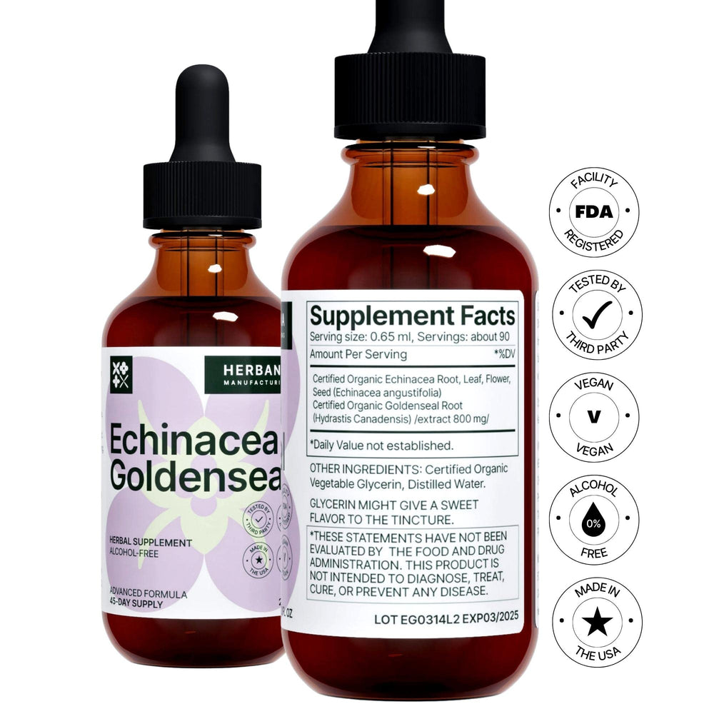 Dropper dispensing Echinacea and Goldenseal liquid extract