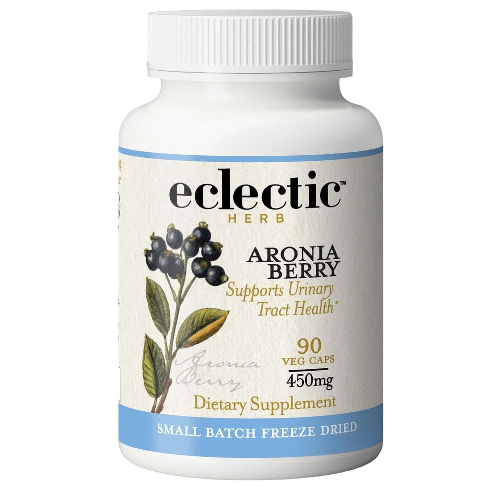 Eclectic Institute aronia berry capsules bottle view highlighting antioxidant support
