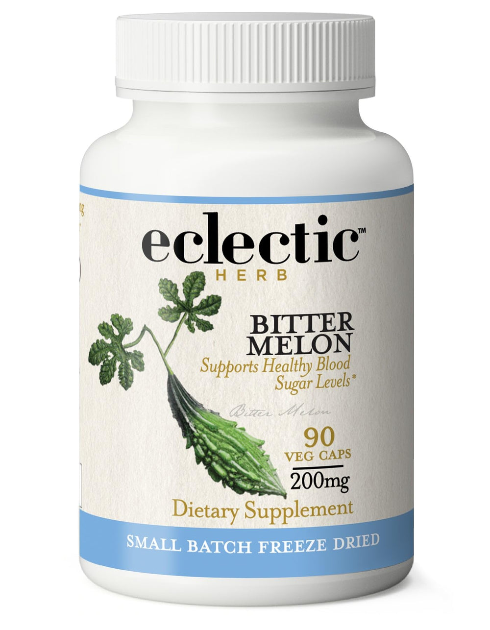 Front label of Eclectic Institute Bitter Melon 90 count bottle