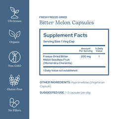 Close-up of bitter melon capsules for Eclectic Institute product