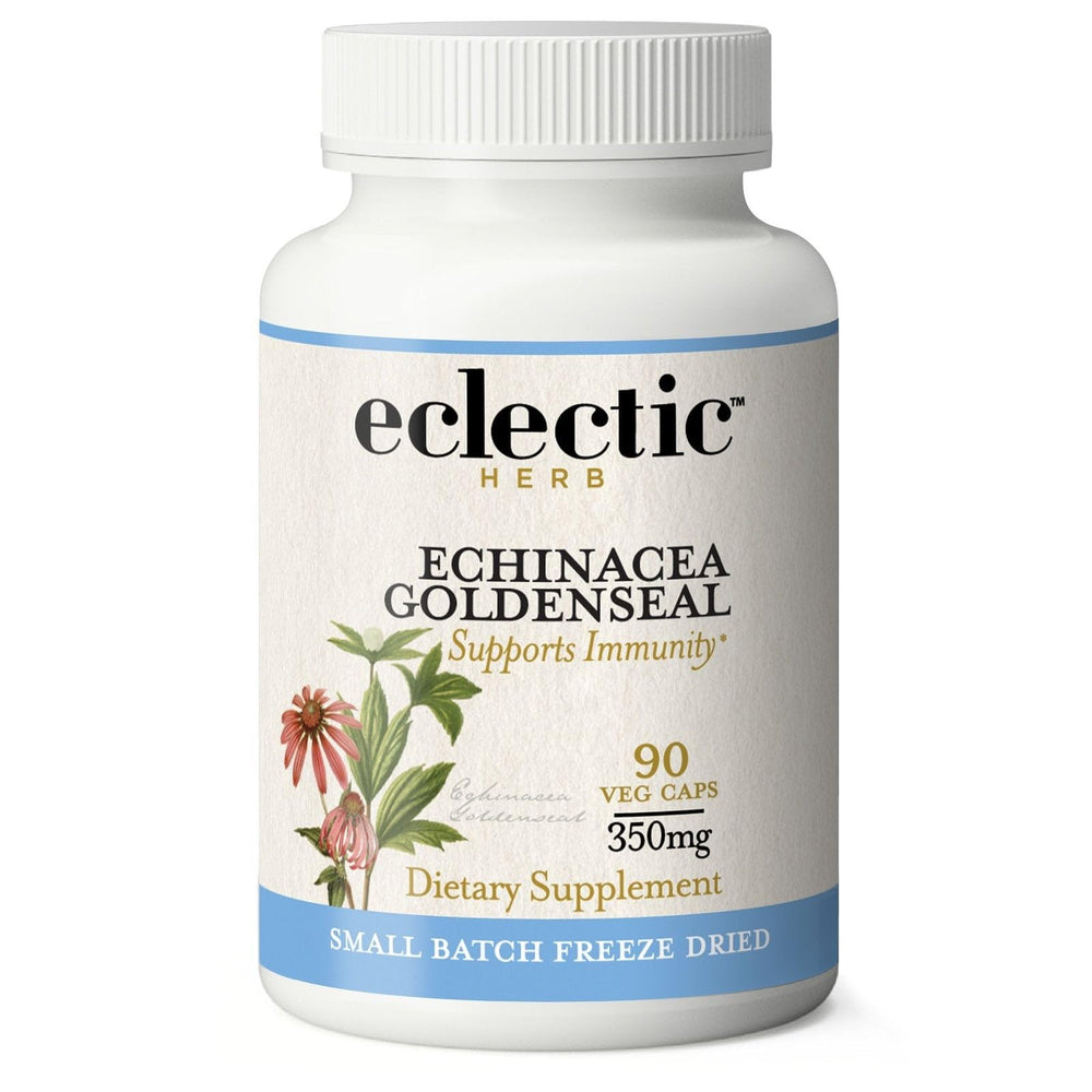 Eclectic Institute Echinacea and Goldenseal 90-count bottle label
