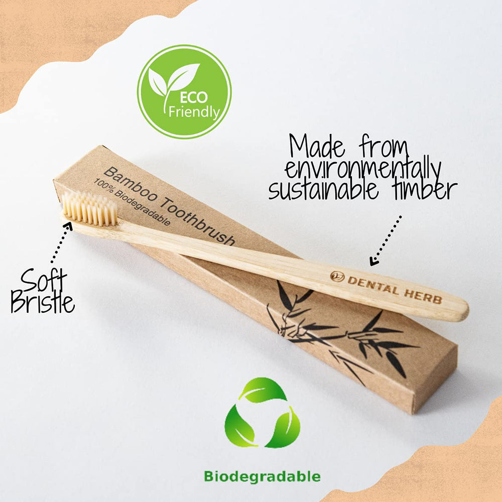 Eco-friendly bamboo toothbrush within packaging