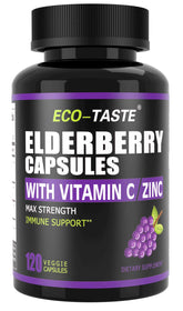 ECO-TASTE Elderberry Capsules bottle on white background