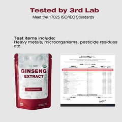 Ginseng powder being added to a smoothie or drink