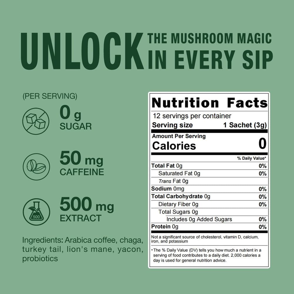 ECO-TASTE Mushroom Coffee Mix 12 sachets pack shot angled