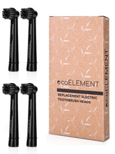 ecoELEMENT 4-pack replacement toothbrush heads for Oral B with charcoal-infused bristles – close-up