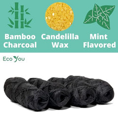 Close-up of bamboo charcoal floss fibers