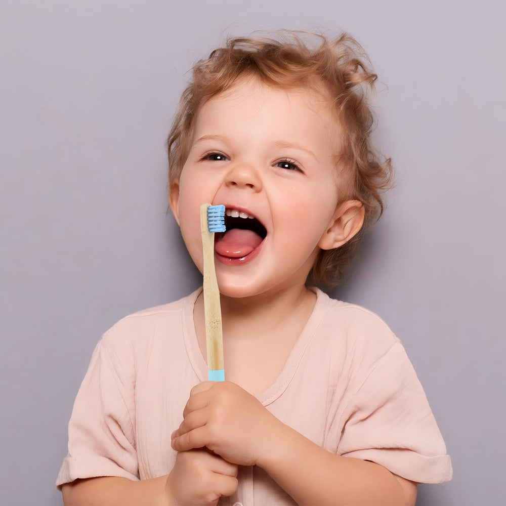 EcoFrenzy kids bamboo toothbrushes in colorful set