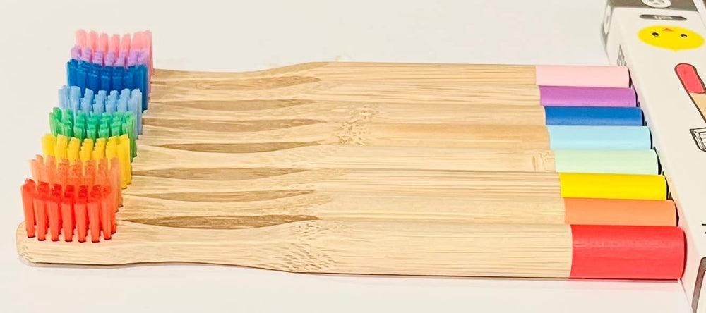 EcoFrenzy 8-pack eco-friendly toothbrushes in recyclable packaging