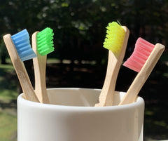 Natural bamboo texture of EcoFrenzy Kids Toothbrush