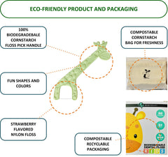 EcoFrenzy floss picks highlighting 4x50 packs