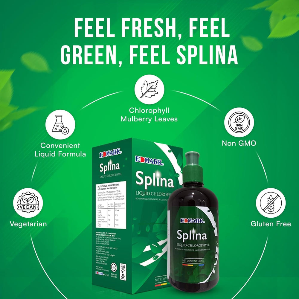 Natural green color of Splina Chlorophyll drink