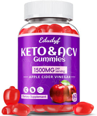 EDUDYF Keto ACV Gummies bottle label featuring 1500mg apple cider vinegar