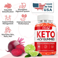 EDUDYF Keto ACV Gummies lemon honey sea salt flavor close-up for tasty keto snacking
