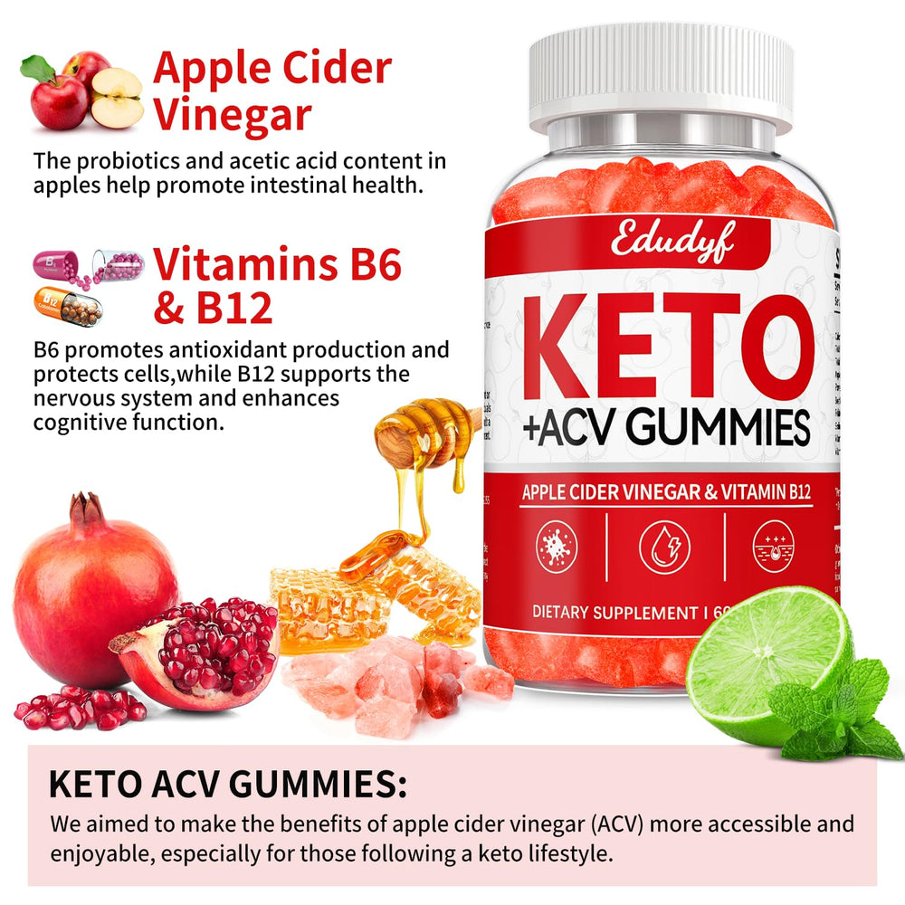 EDUDYF Keto ACV Gummies close-up texture shows chewy consistency for on-the-go use