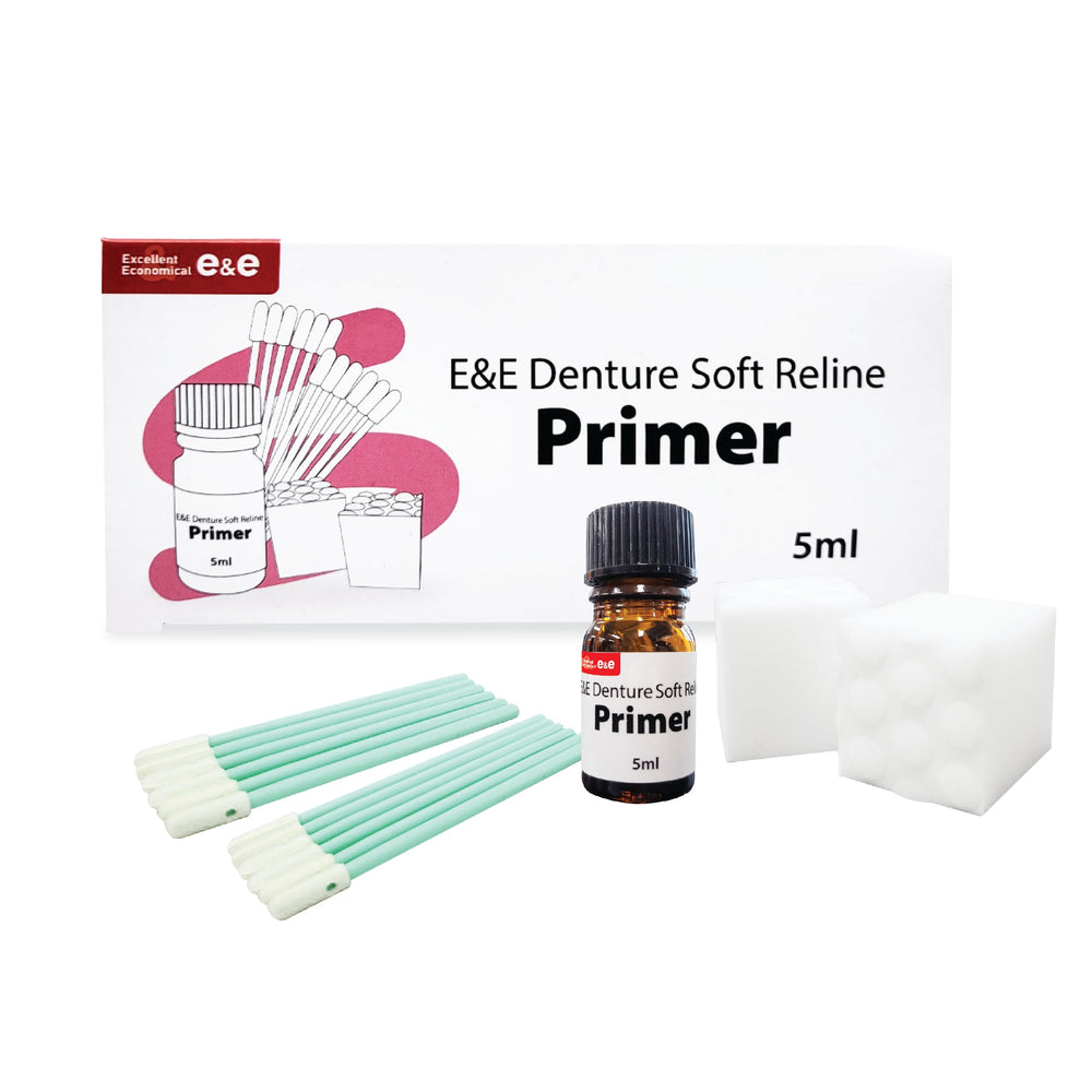 E&E Denture Soft Reline Primer bottle and packaging
