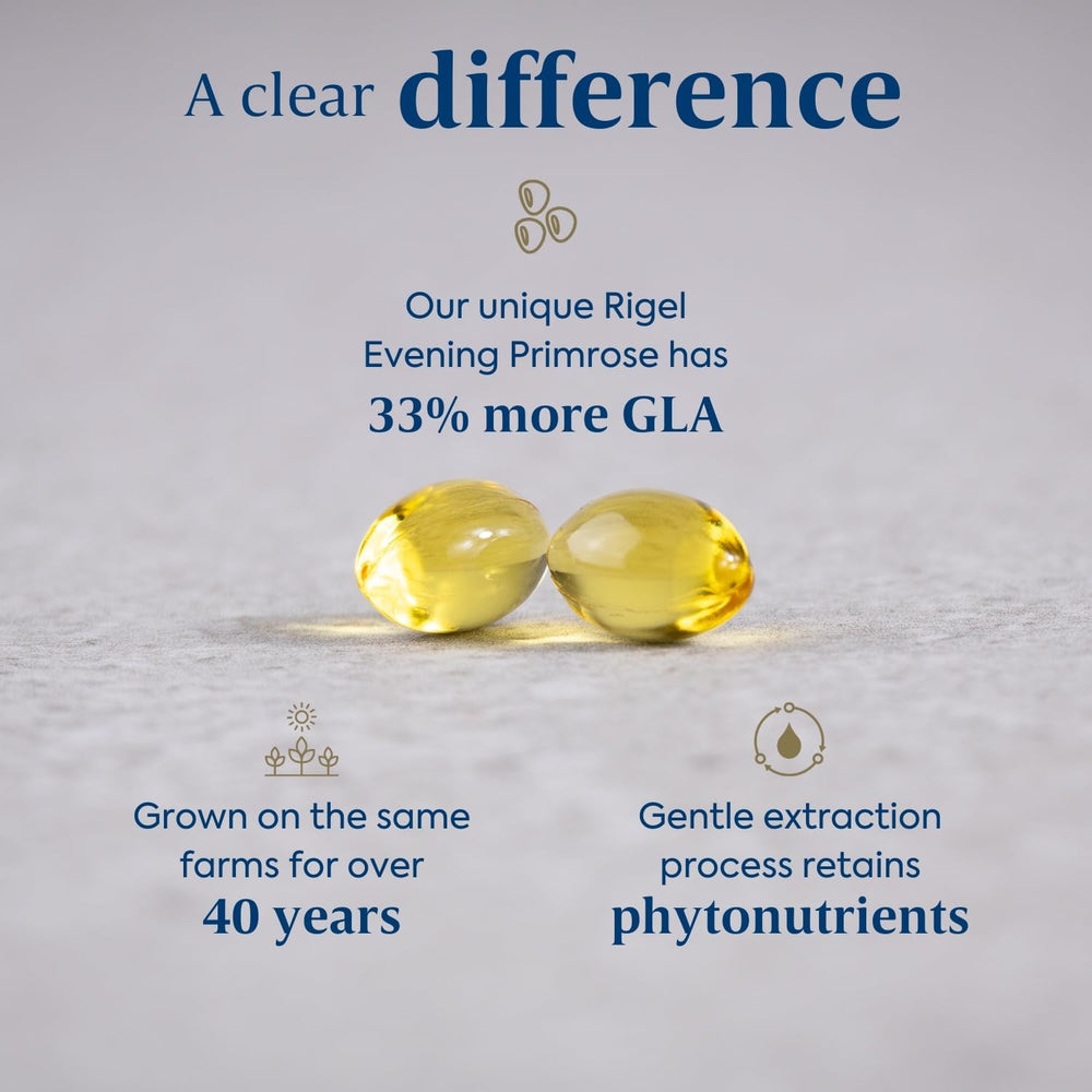 Close-up of Efamol 500mg evening primrose oil capsule