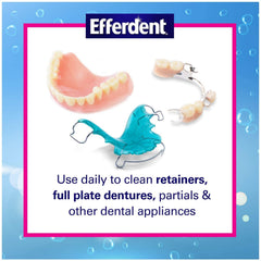 Efferdent cleansing action removing stains from dentures