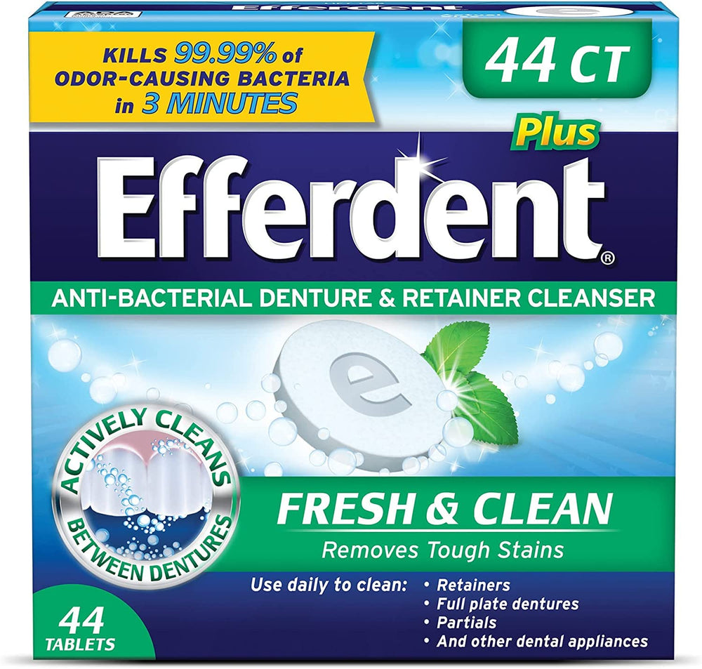 Bottle of Efferdent Minty Fresh & Clean tablets