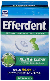 Efferdent Plus Mint denture cleanser bottle and packaging