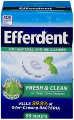 Efferdent Plus Mint denture cleanser bottle and packaging