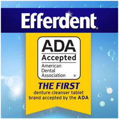 Minty freshness and plaque protection messaging on Efferdent Plus Mint