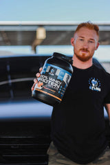 eFlow Cinnamon Churro whey protein isolate packaging on shelf