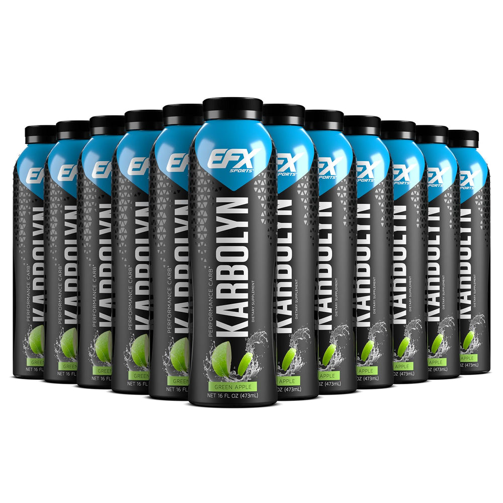 EFX Sports front packaging showing green apple flavor and 12-pack benefit