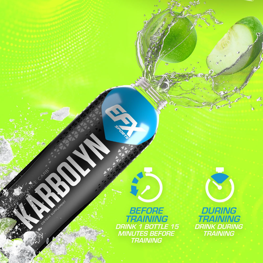 EFX Sports Karbolyn serving beside sports bottle for ready intra-workout energy