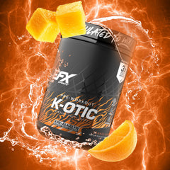 K-OTIC Pre Workout packaging – Orange Mango